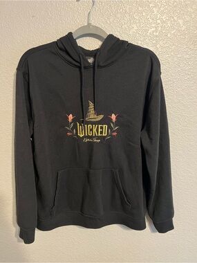 Wicked Black Crewneck Hoodie with Floral Embroidery